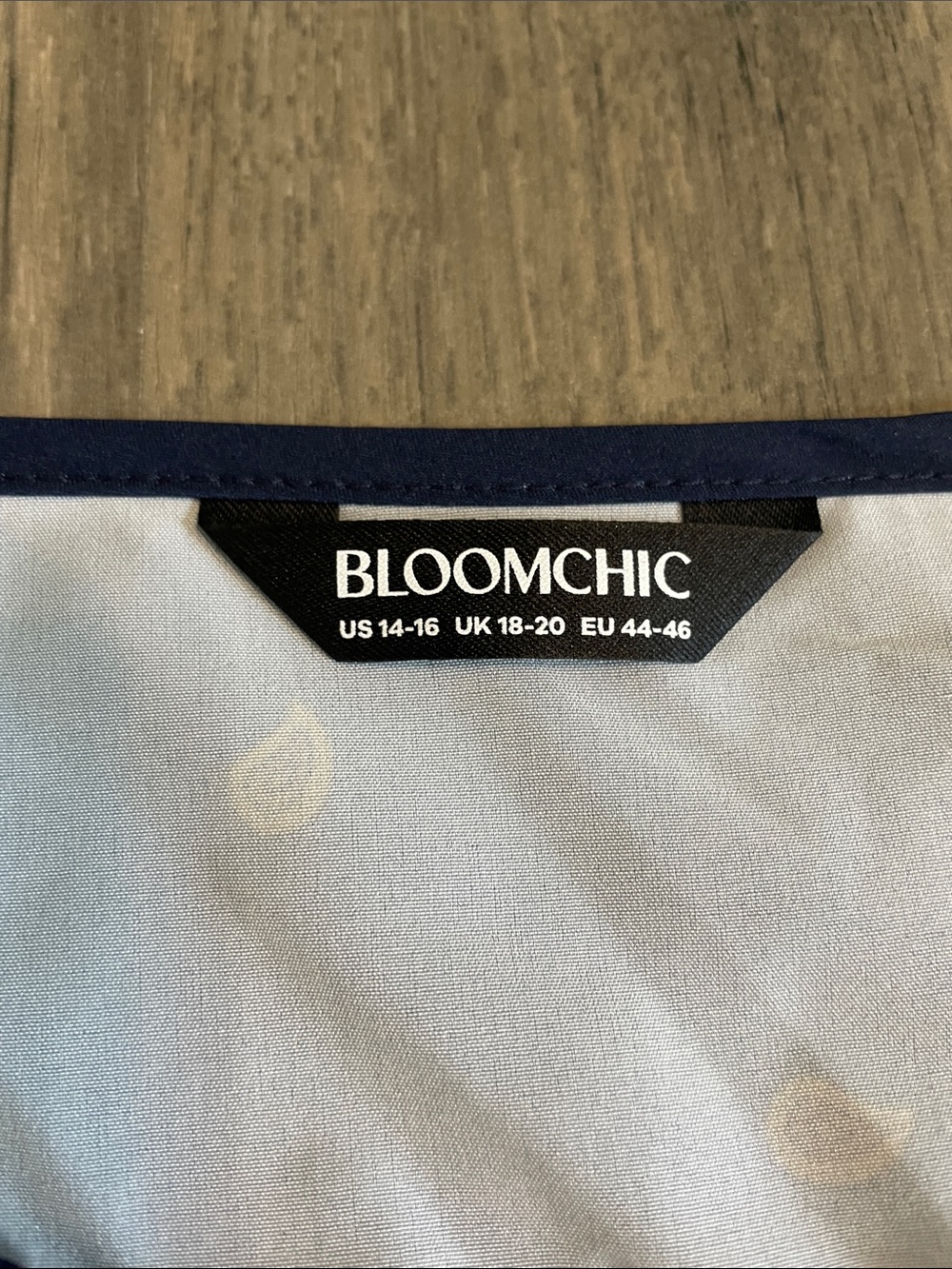 Bloomchic Navy Long-Sleeve Border-Print Midi Dress, Size 14-16 - Picture 3 of 4
